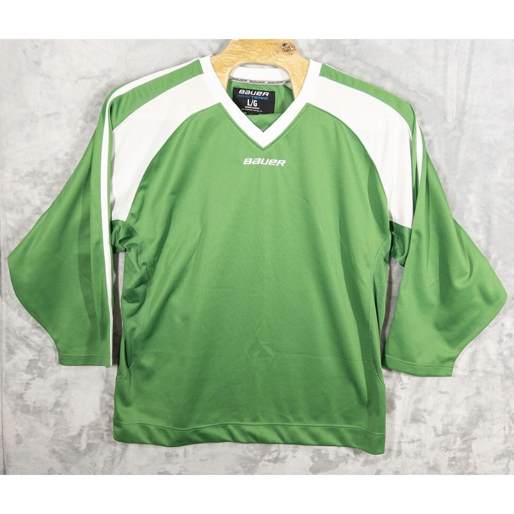 Bauer Hockey Jersey Green And White Mens Size‎ Large